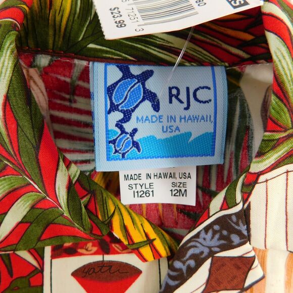 RJC Infant Boy Hawaiian Shirt Shorts Set 12M Cotton Surfboard Tropical Pattern - Picture 2 of 16